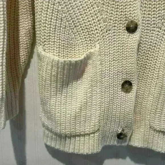 Madewell textured stitch, chunky knit button front cardigan sz MED. fall classic - Picture 9 of 12